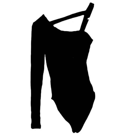 Women’s Topshop Black ribbed one shoulder bodysuit basic everyday going out - Picture 1 of 6